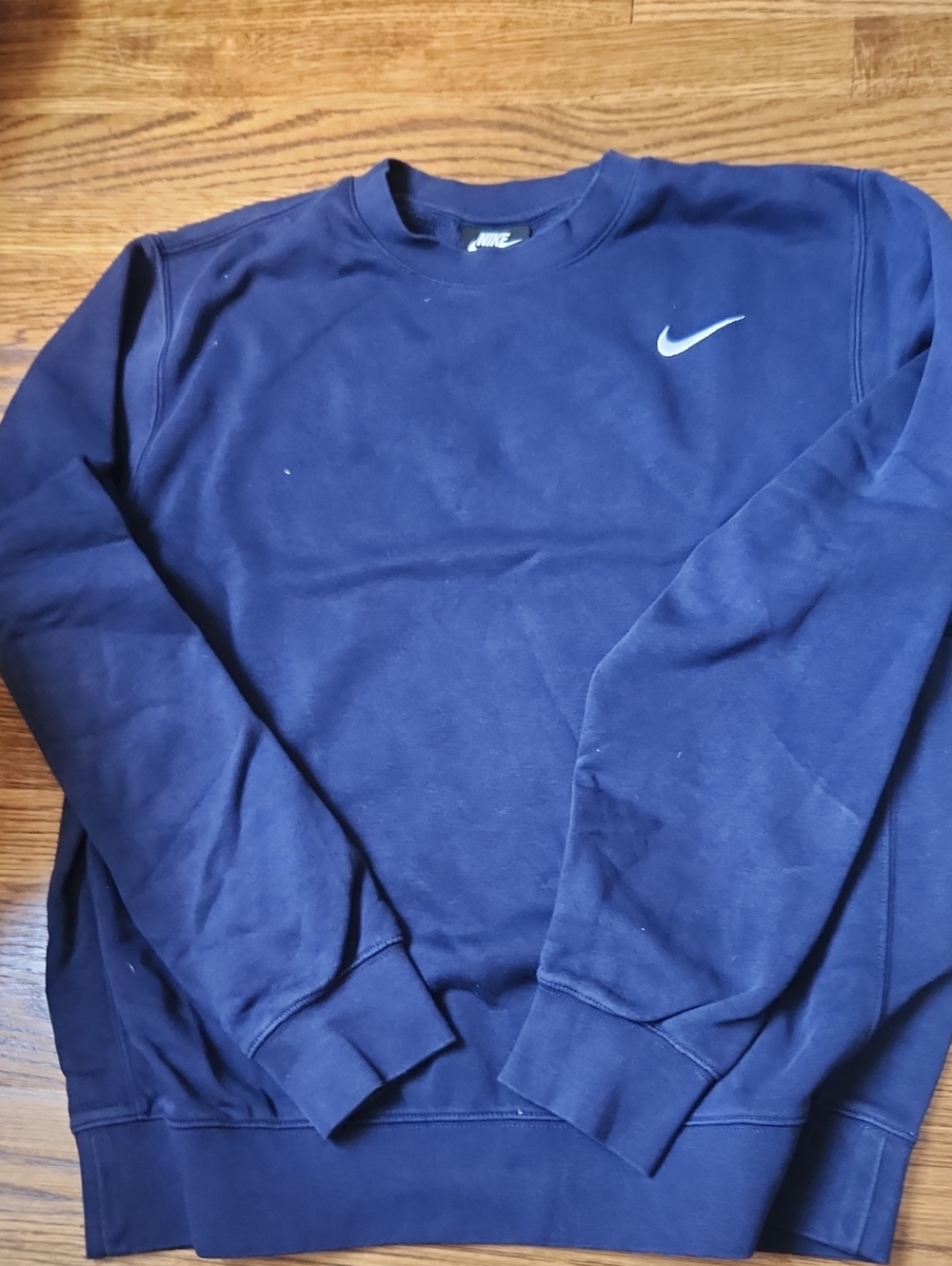 Nike Navy Blue Crewneck Sweatshirt with White Swoosh